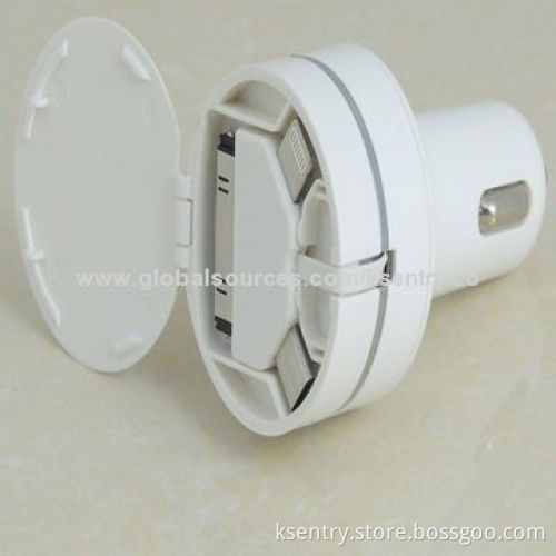 2014 Newest Design High-quality Mini USB Car Chargers with 3-in-1 Retractable Cable
